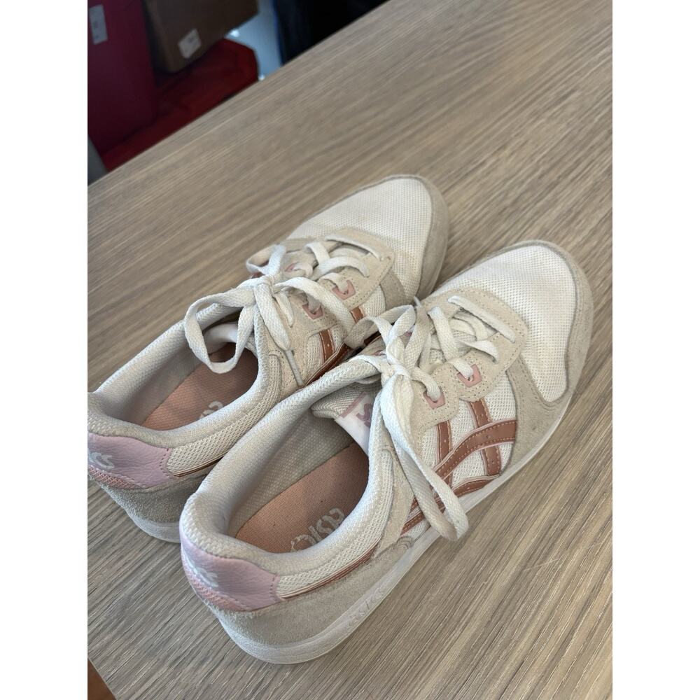 ASICS Womens 10 Sneakers Beige Pink Suede Mesh Lace Up Casual Shoes 1202A306 - Picture 7 of 10